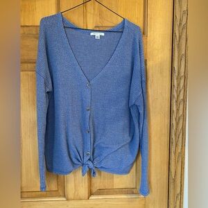 American Eagle Blue V-Neck Button-Up Women's Sweater